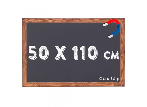 Chalky Manyetik Kara Tahta Ahşap Çerçeveli 50x110 cm